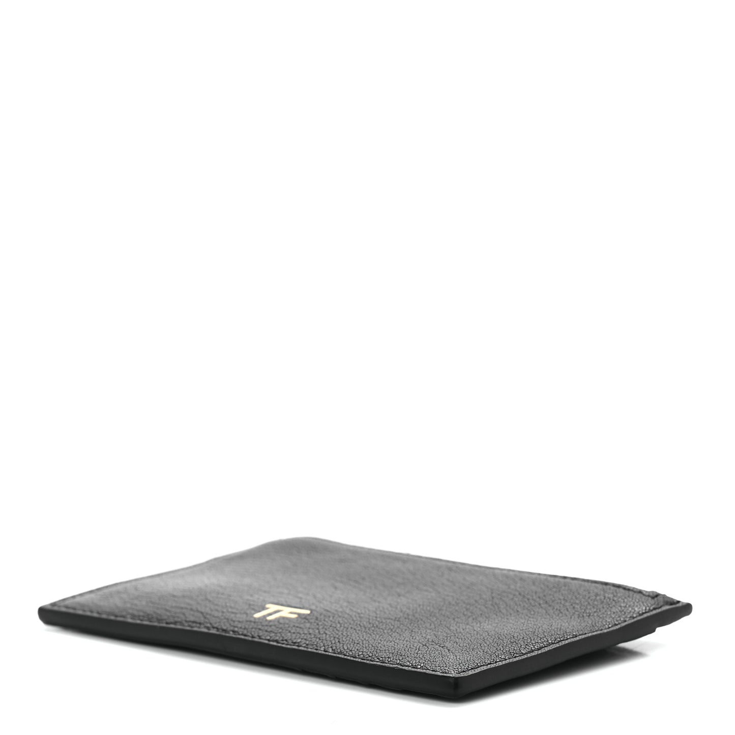 Grained Calfskin Zip Pouch Card Holder Black