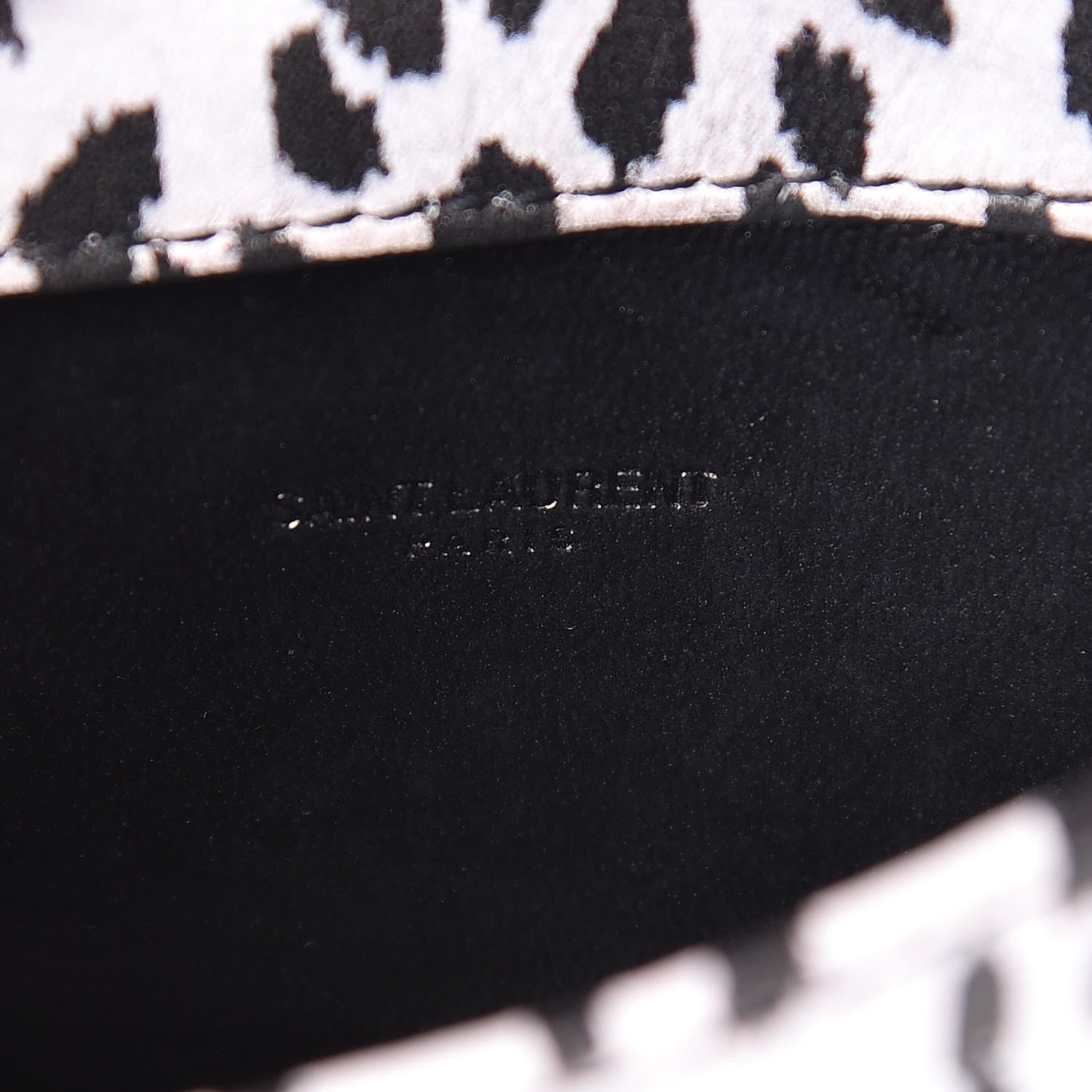 Saint Laurent Calfskin Monogram Leopard Print Mini Candy Crossbody Black White 8 of 12