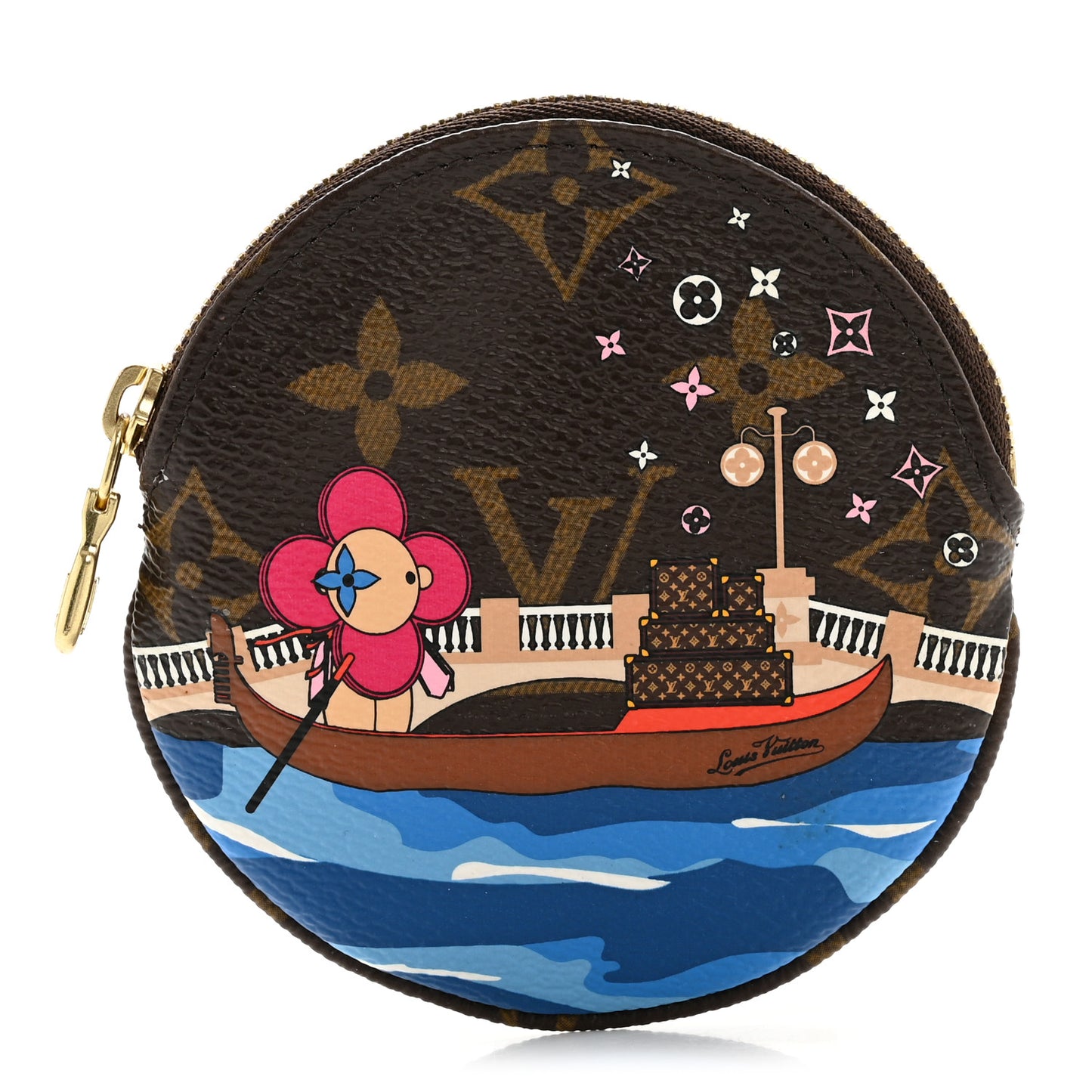 Monogram 2019 Christmas Animation Round Coin Purse Blue