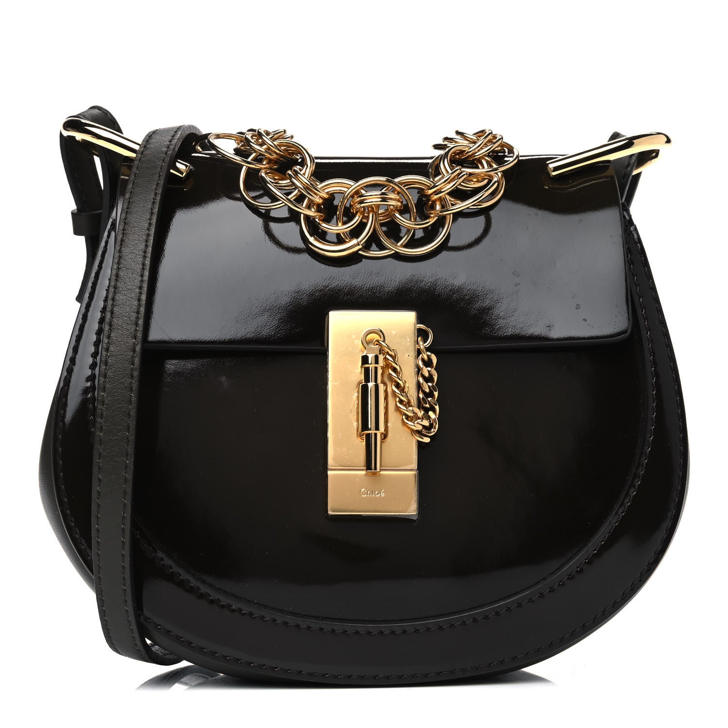 Chloe Patent Calfskin Mini Drew Bijou Shoulder Bag Black 1 of 4