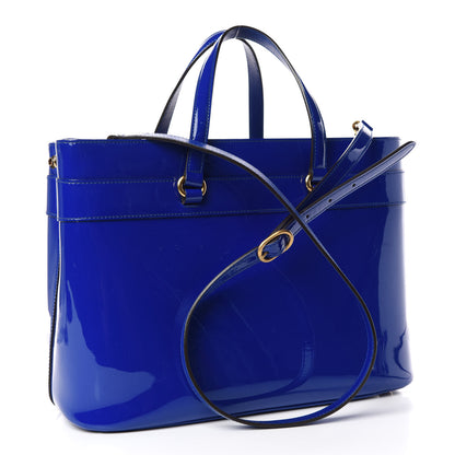 Gucci Patent Medium Bright Bit Top Handle Tote Deep Zaffiro 3 of 9