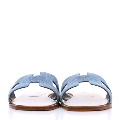 Hermes Denim Canvas Oran Sandals 41 Bleu Clair 2 of 13