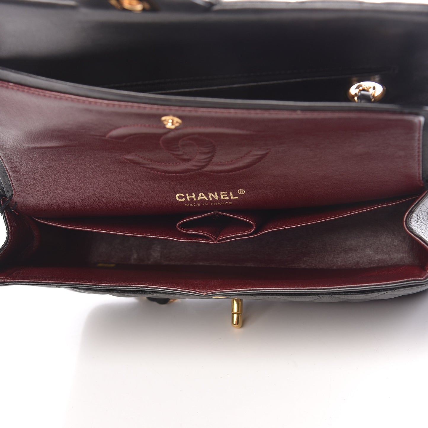 Lambskin Quilted Medium Double Flap Black