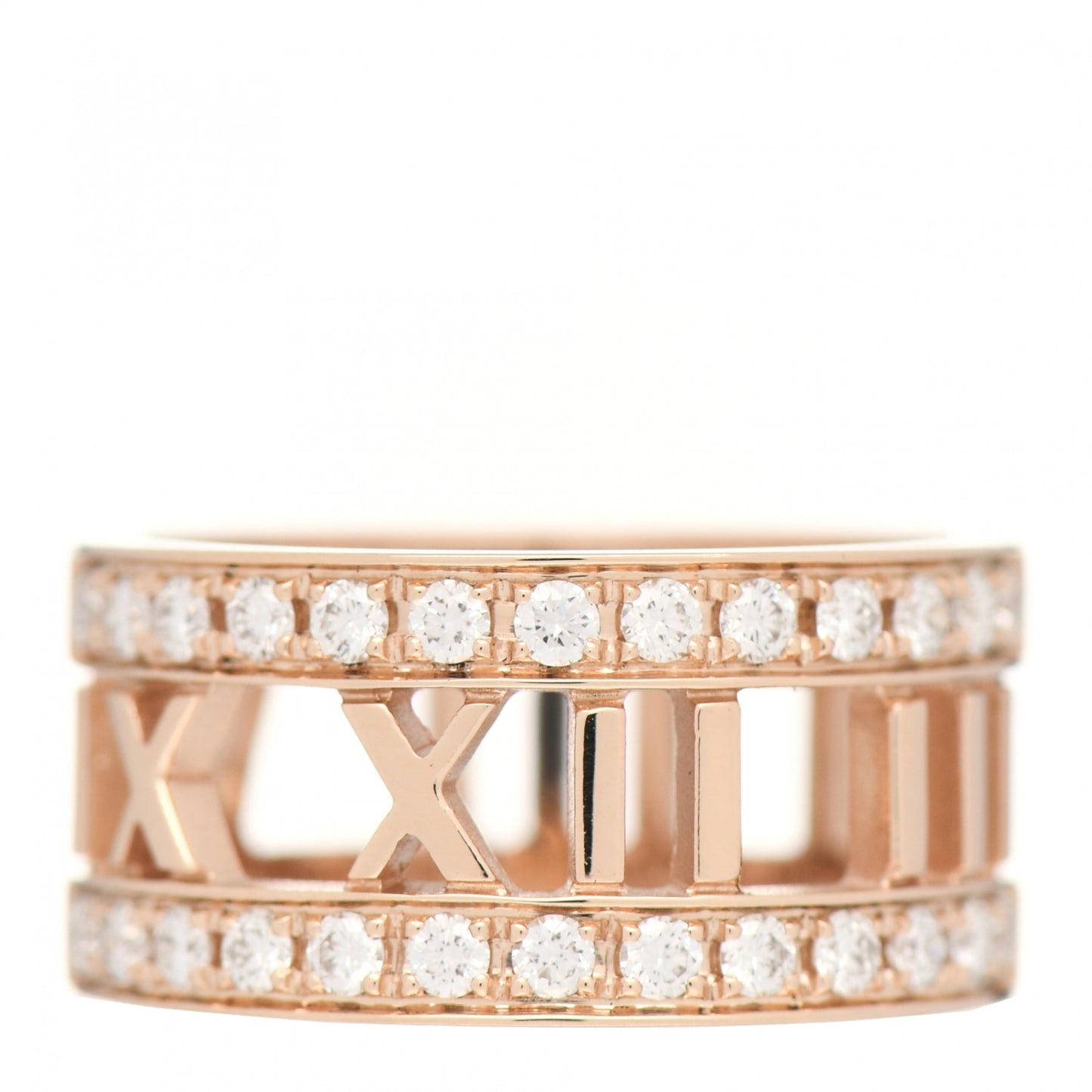 18K Rose Gold Diamond Wide Atlas Open Ring 50 5.25