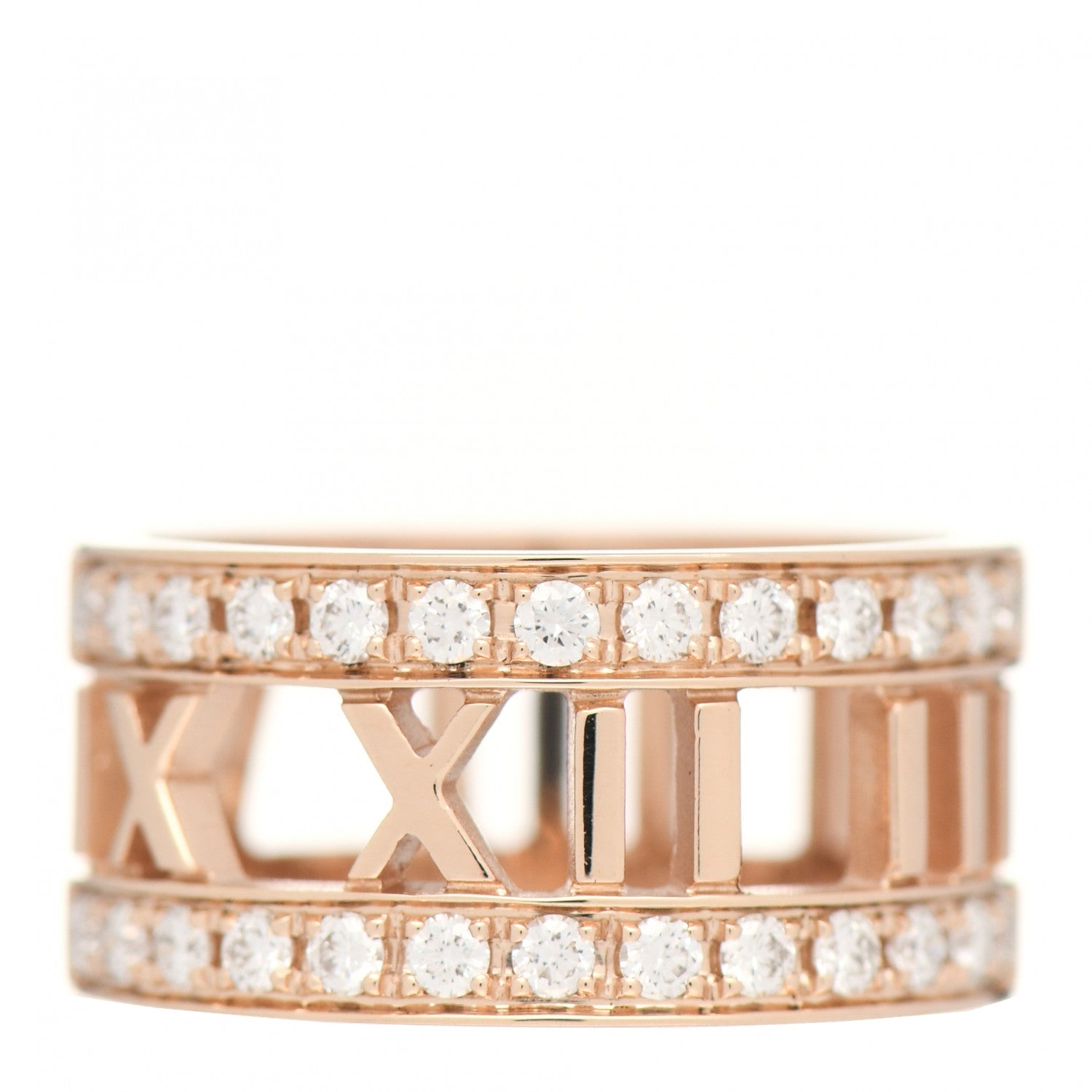 Tiffany 18K Rose Gold Diamond Wide Atlas Open Ring 50 5.25 1 of 5