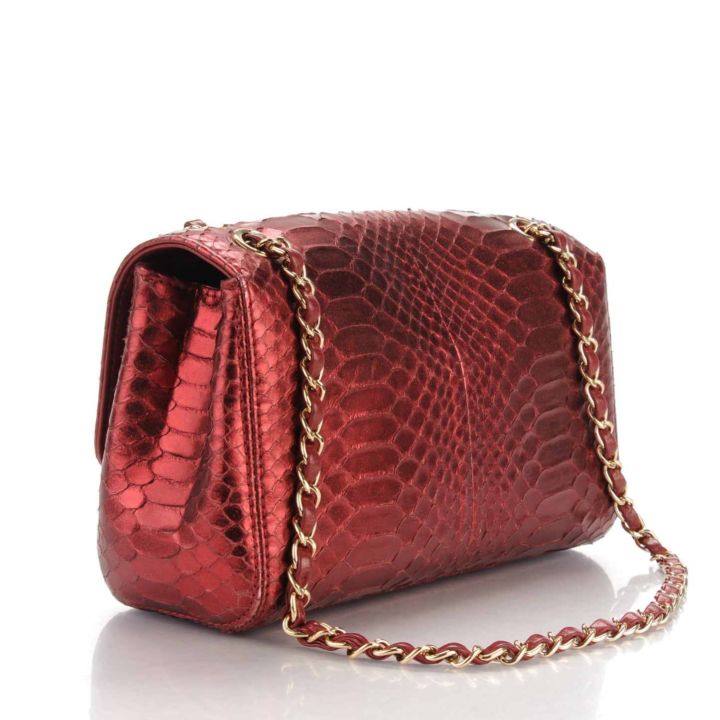 Metallic Python Soho Tassel Medium Flap Red