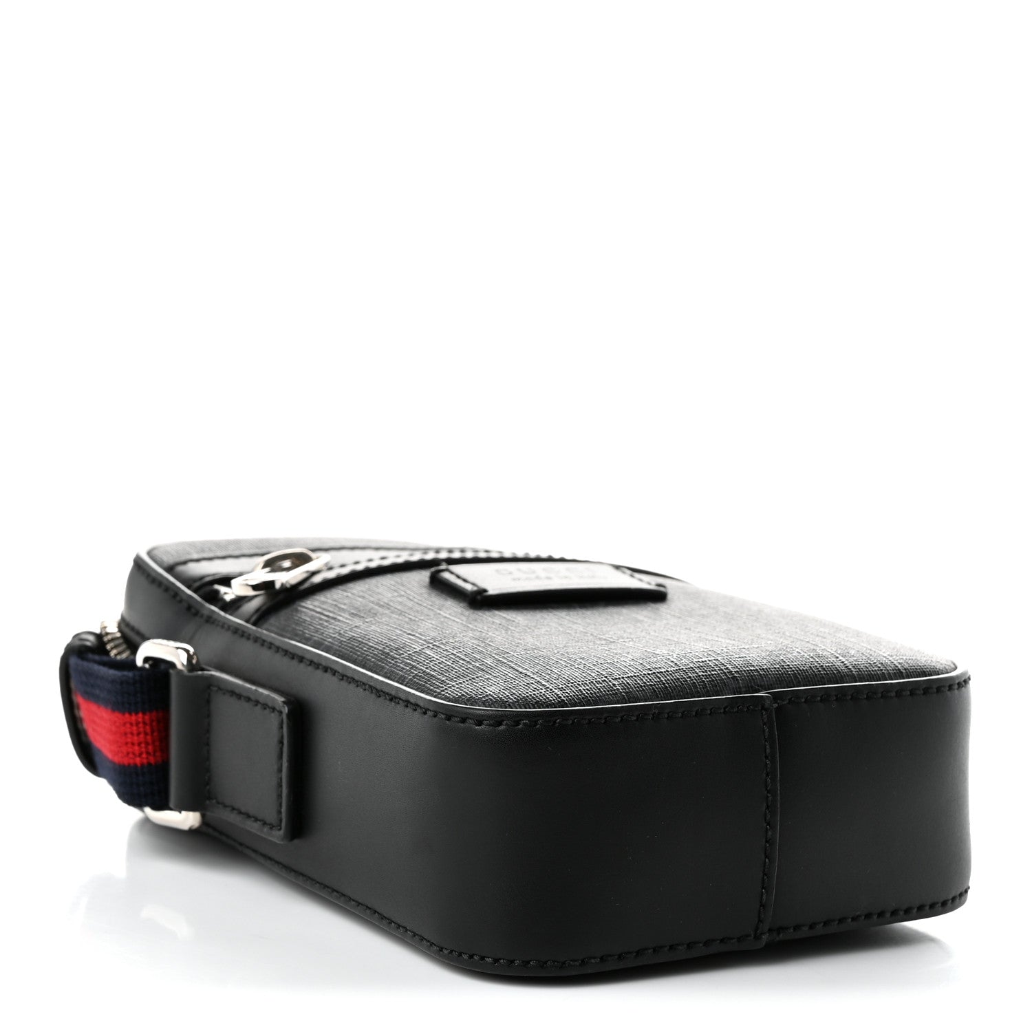 Gucci GG Supreme Monogram Appia Calfskin Web Small Camera Messenger Bag Black Grey 4 of 11