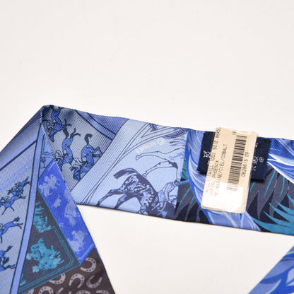 Hermes Silk Cheval Phoenix Twilly Marine Ciel Cobalt 4 of 5