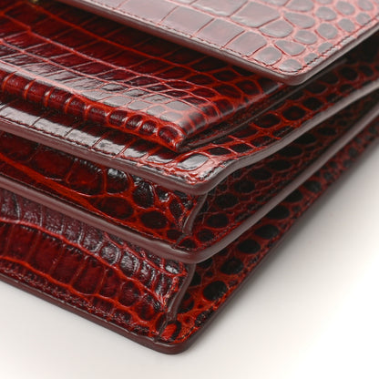 Saint Laurent Calfskin Crocodile Embossed Medium Monogram Sunset Amber 10 of 11