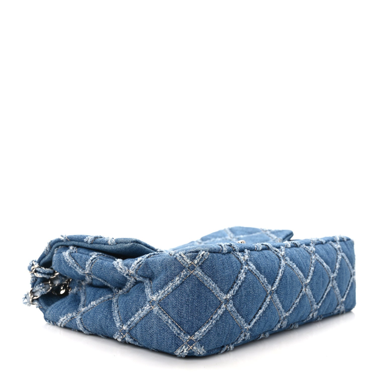 Chanel Denim Quilted Large Distressed Single Flap Blue 3 of 14