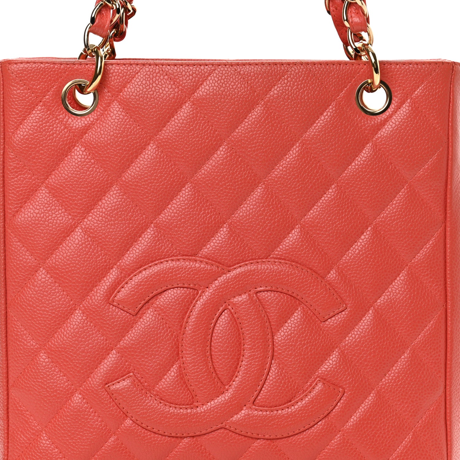 Chanel Caviar Quilted Petit Shopping Tote PST Orange 7 of 14