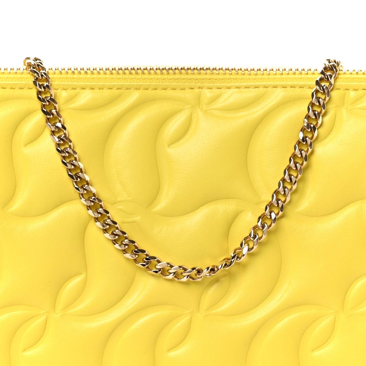 Nappa Embossed Loubila Pouch on Chain Yellow Queen