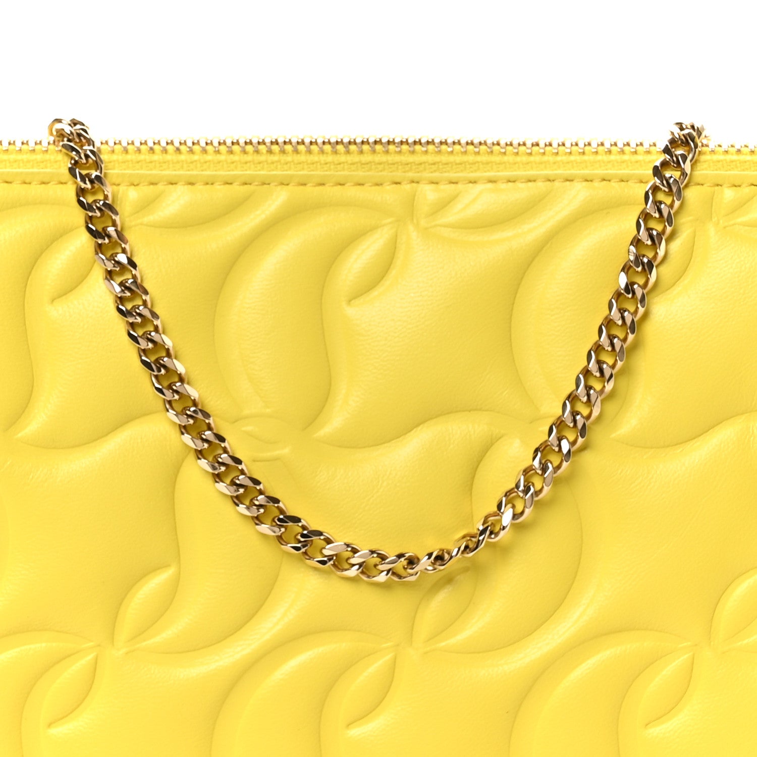 Christian Louboutin Nappa Embossed Loubila Pouch on Chain Yellow Queen 8 of 10