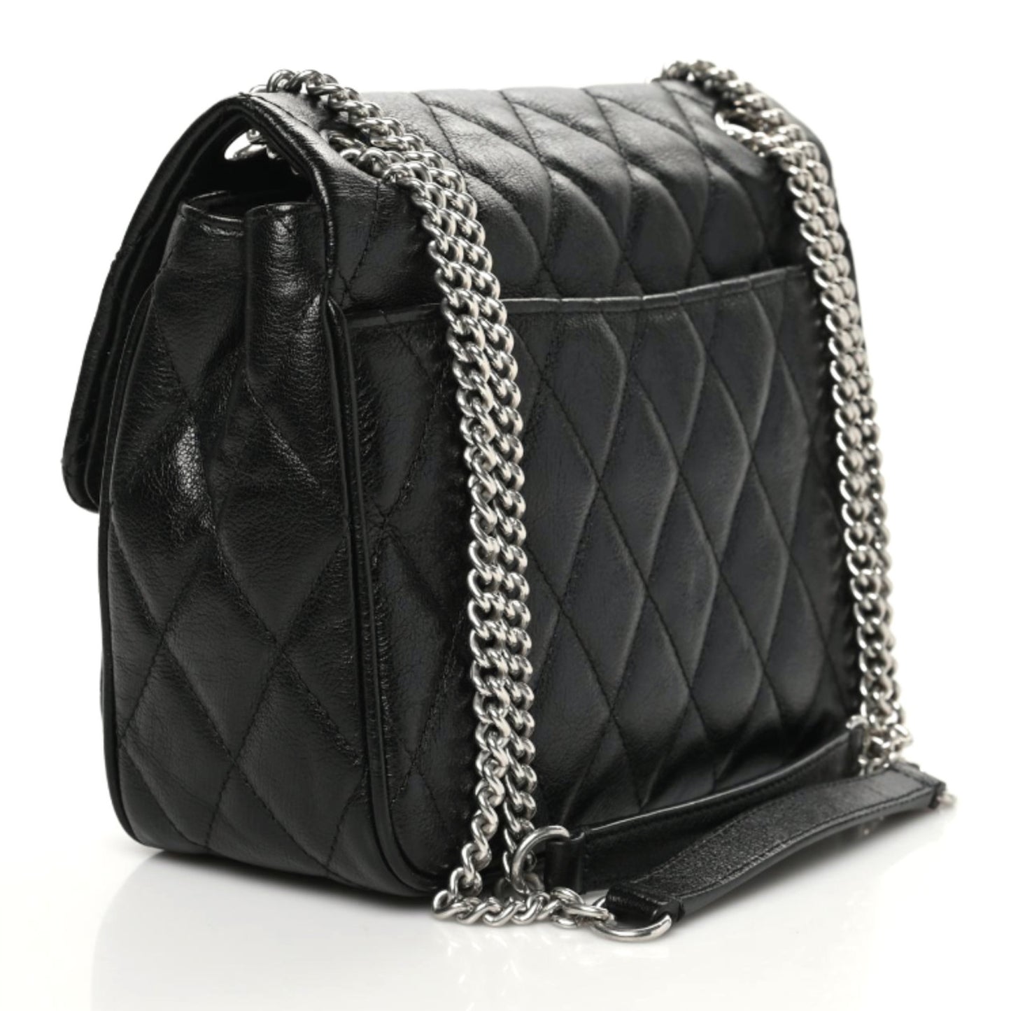 Shiny Buffalo Quilted Small Darley Shoulder Bag Black
