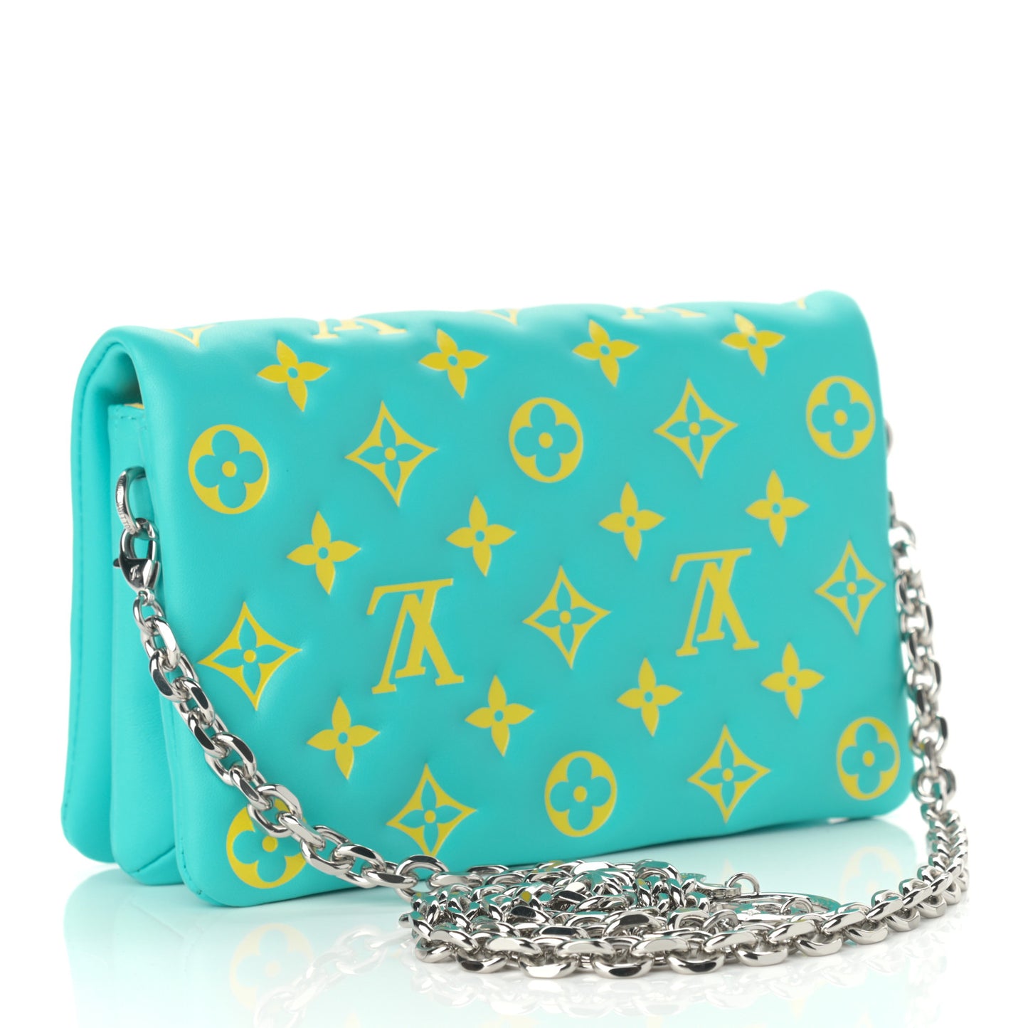 Lambskin Embossed Monogram Vuittamins Pochette Coussin Menthe Jaune