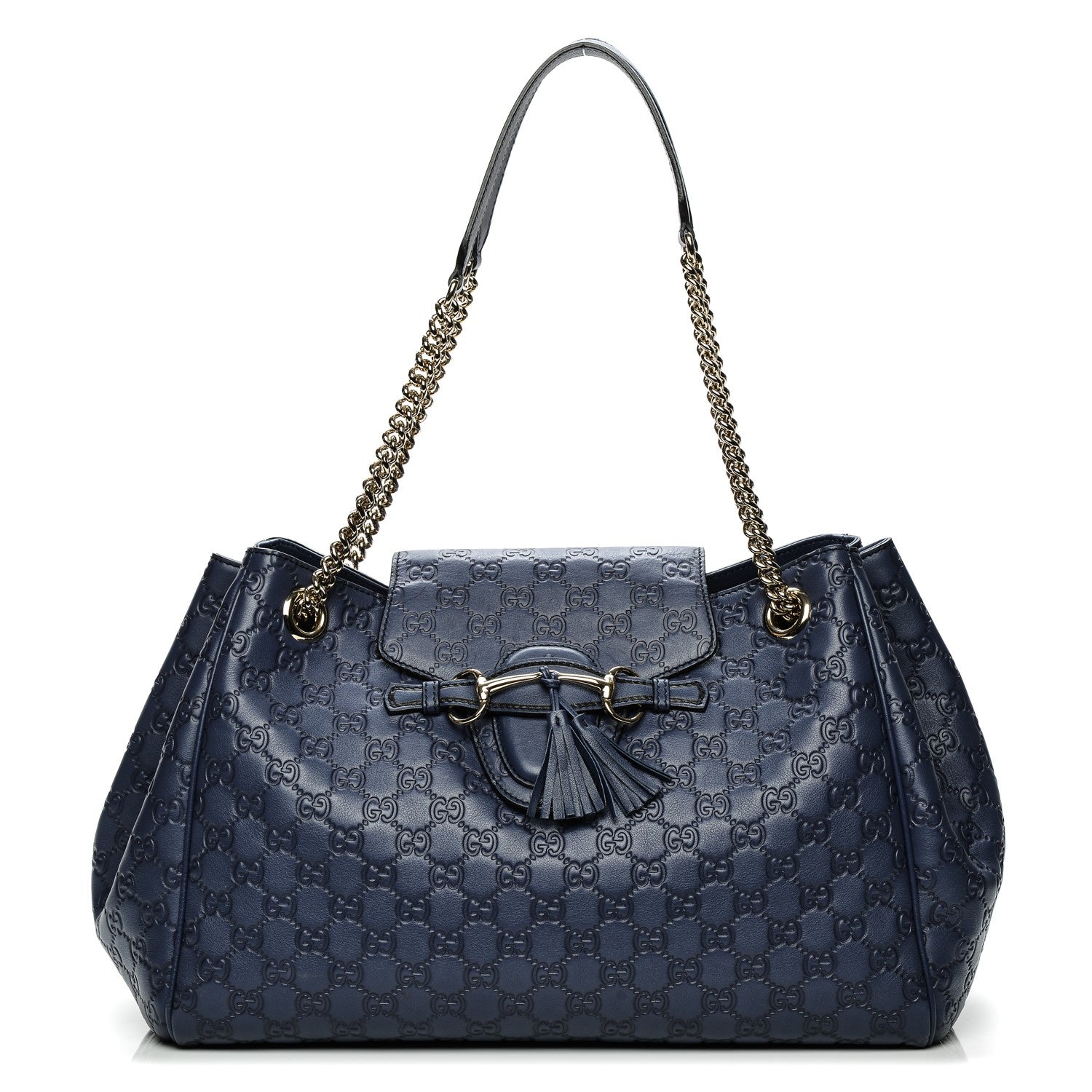 Gucci Guccissima Medium Emily Shoulder Bag Blue 1 of 9