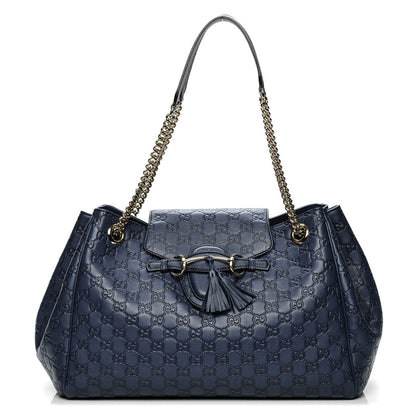 Gucci Guccissima Medium Emily Shoulder Bag Blue 1 of 9