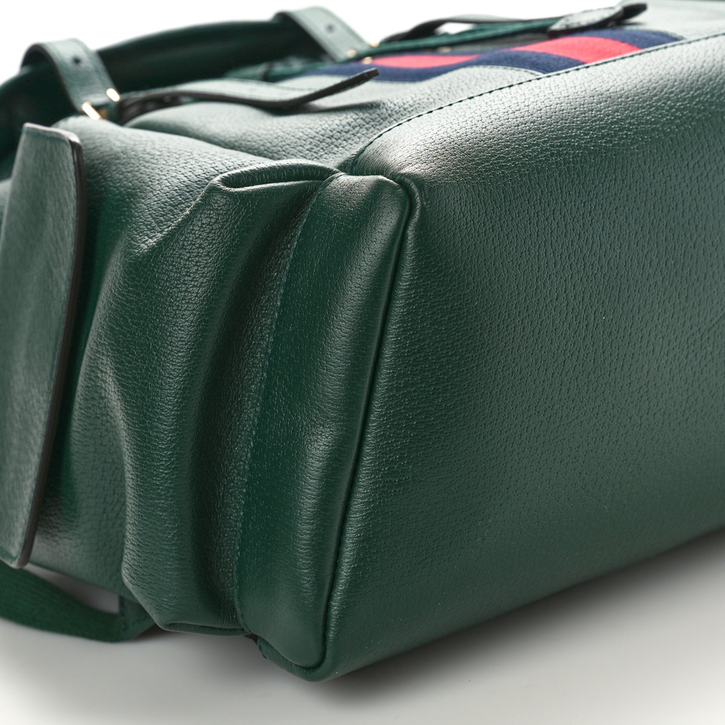 Grained Calfskin Medium Ophidia Double Buckle Backpack Green