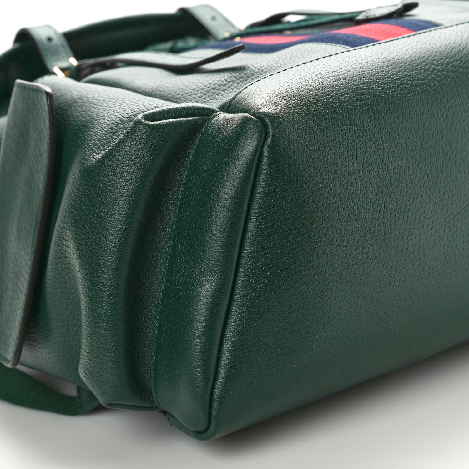 Gucci Grained Calfskin Medium Ophidia Double Buckle Backpack Green 9 of 11