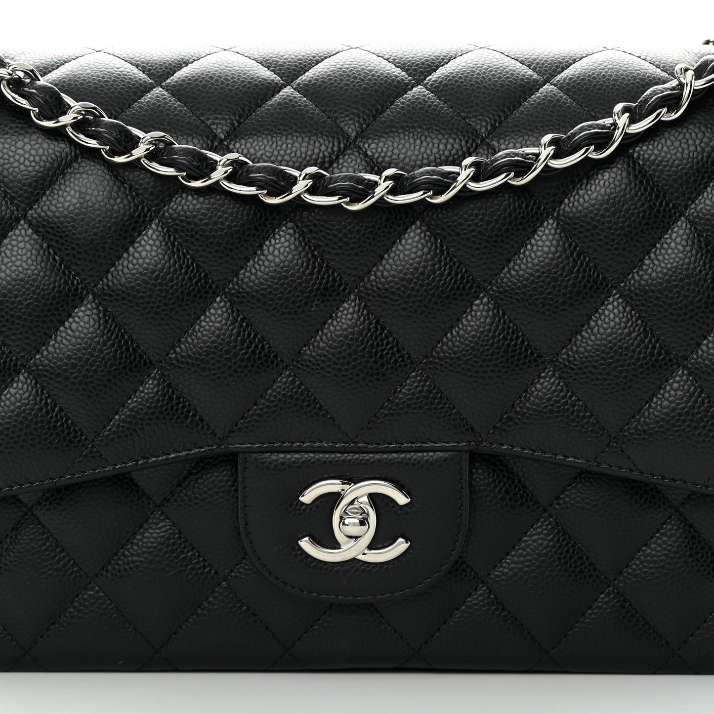 Caviar Quilted Jumbo Double Flap Black
