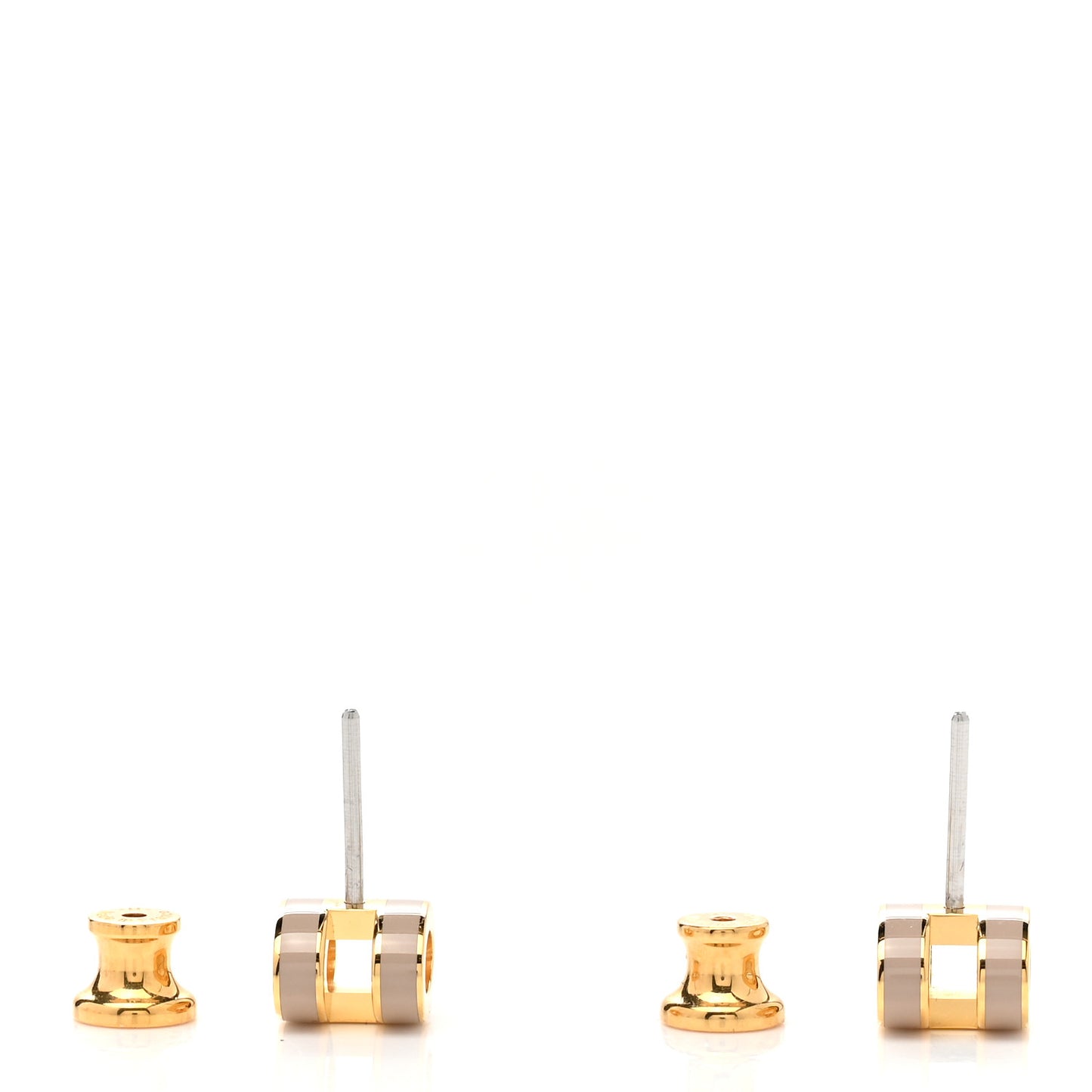 Gold Lacquered Mini Pop H Earrings Marron Glace