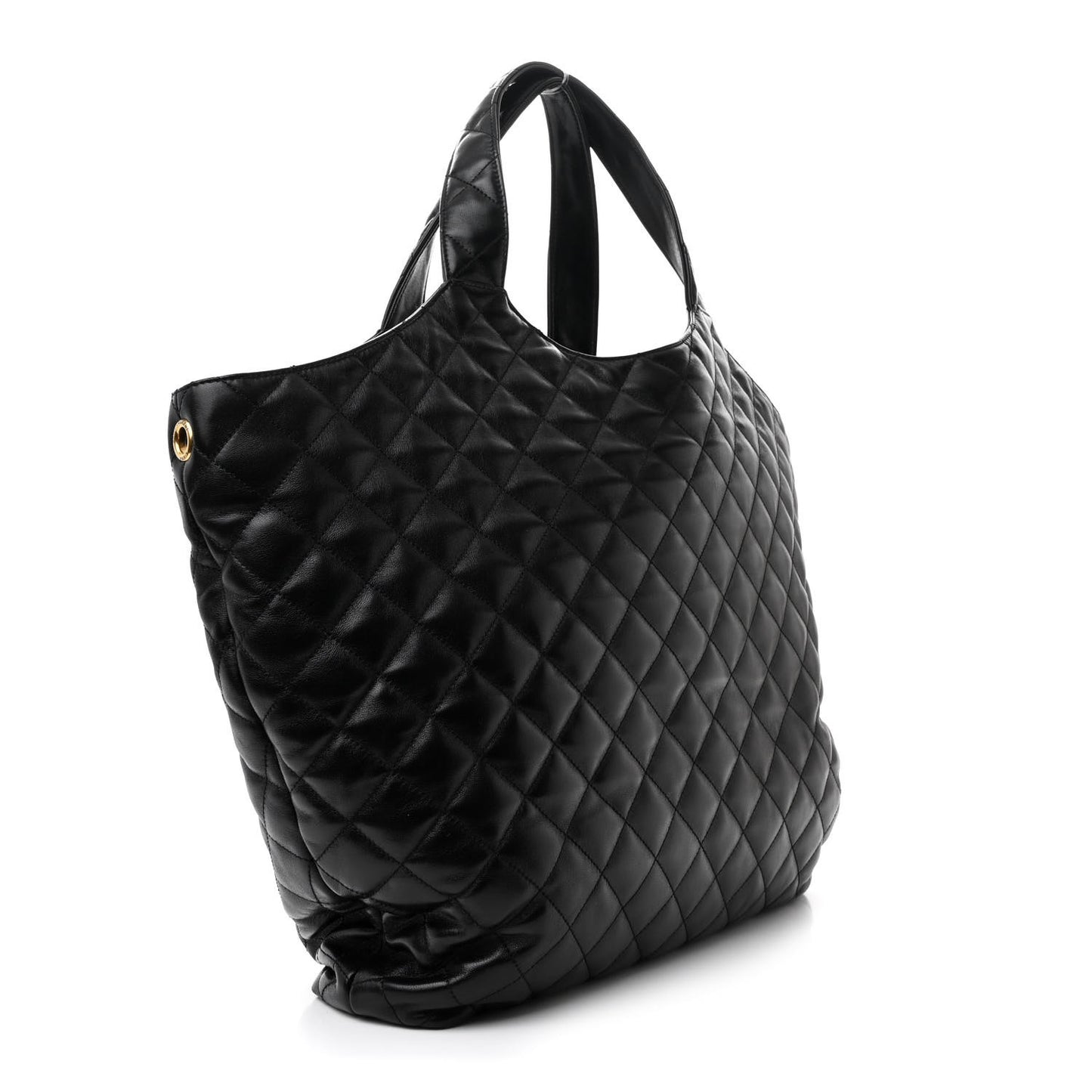Lambskin Quilted Maxi Icare Shopping Tote Black