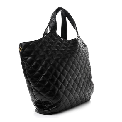 Saint Laurent Lambskin Quilted Maxi Icare Shopping Tote Black 4 of 12