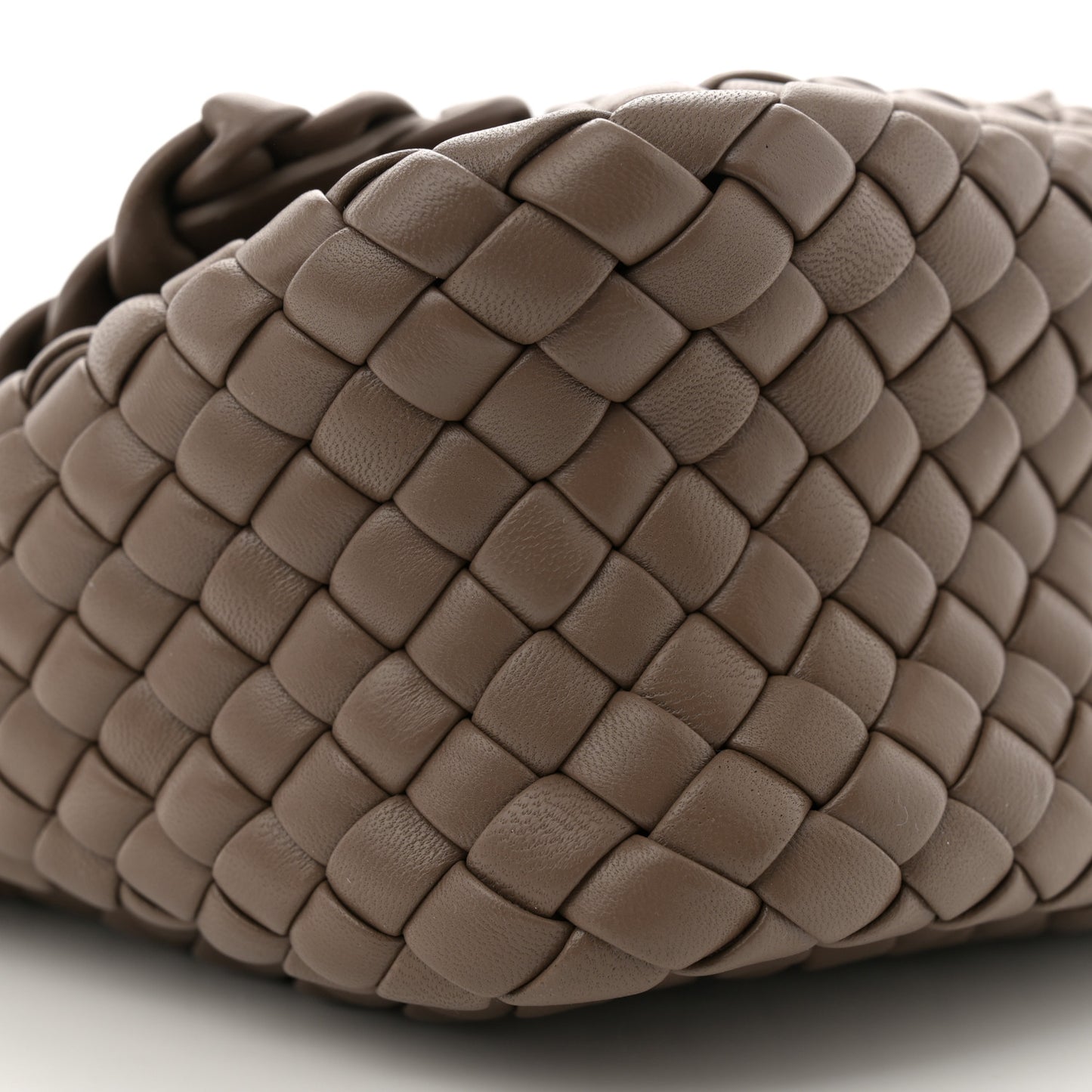 Nappa Intrecciato Mini Cobble Shoulder Bag Taupe Grey