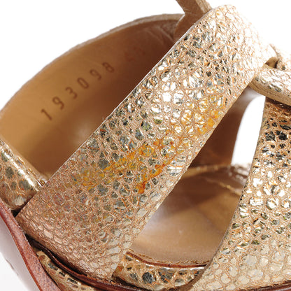 Saint Laurent Metallic Crackled Calfskin Tribute 105 Platform Sandals Gold 40 9 of 11