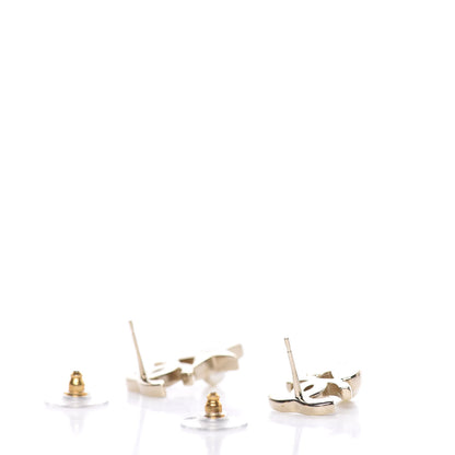 Chanel Crystal Pearl Charming Winter CC Star Heart Earrings Gold 3 of 5