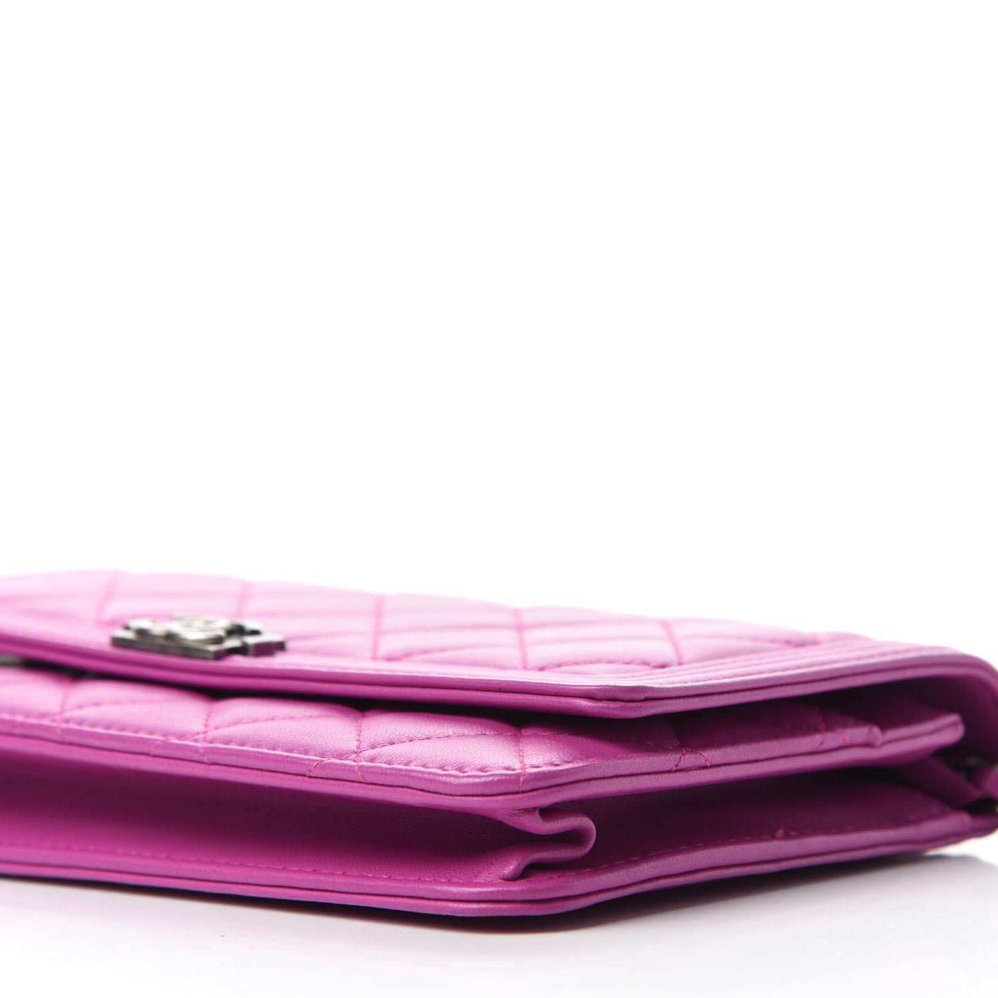 Lambskin Quilted Boy Wallet On Chain WOC Dark Pink