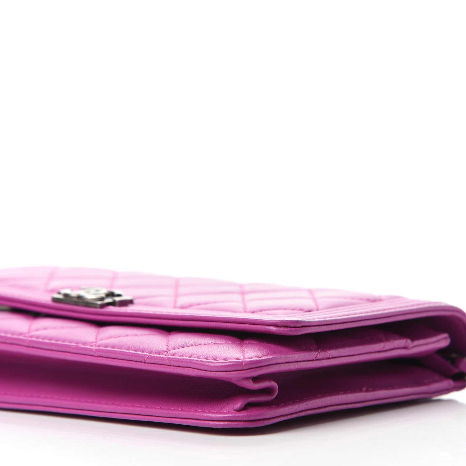 Chanel Lambskin Quilted Boy Wallet On Chain WOC Dark Pink 7 of 12