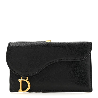 Christian Dior Goatskin Saddle Card Holder Black 1 of 7