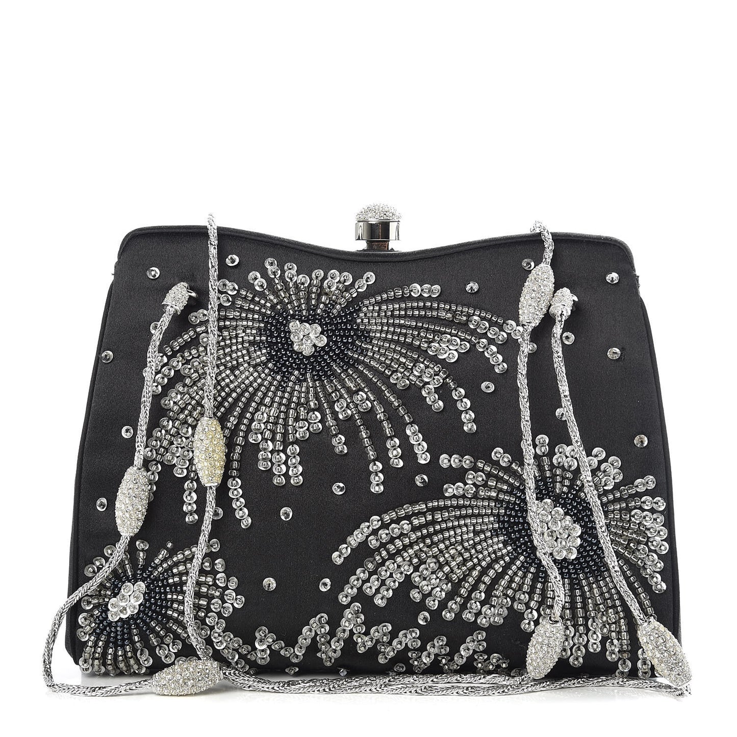 Satin Fireworks Clutch Black