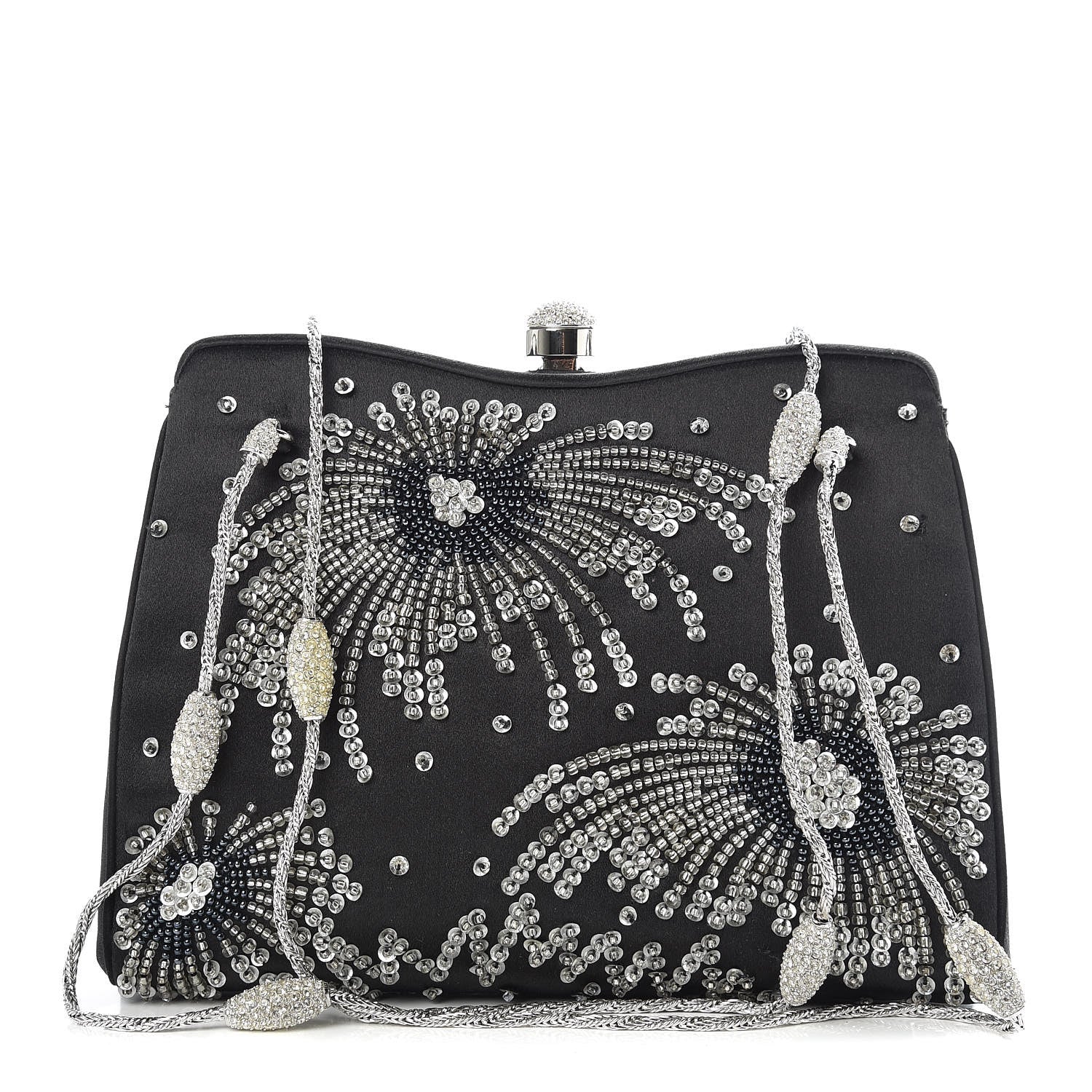 Judith Leiber Satin Fireworks Clutch Black 1 of 15