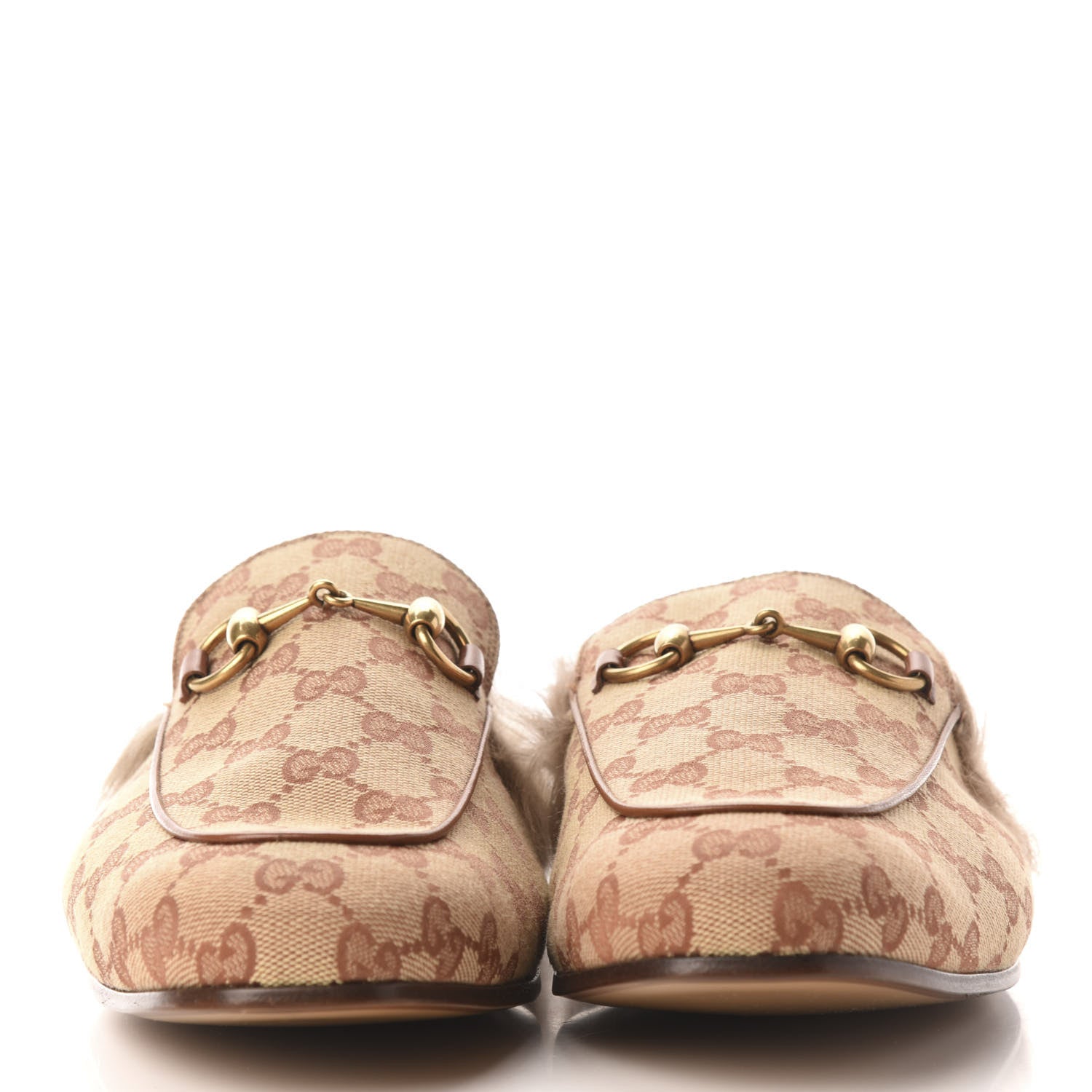 Gucci GG Monogram Fur Mens Princetown Slippers 8 Beige Ruggine Rust 3 of 8