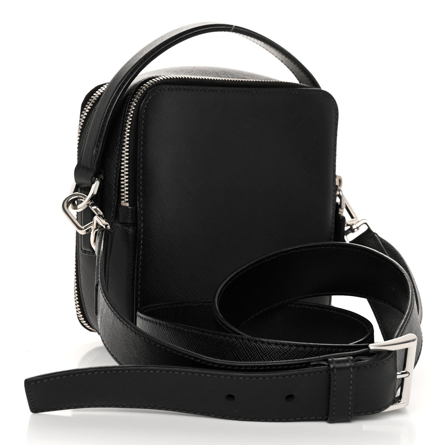 Prada Saffiano Crossbody Messenger Bag Black 4 of 12