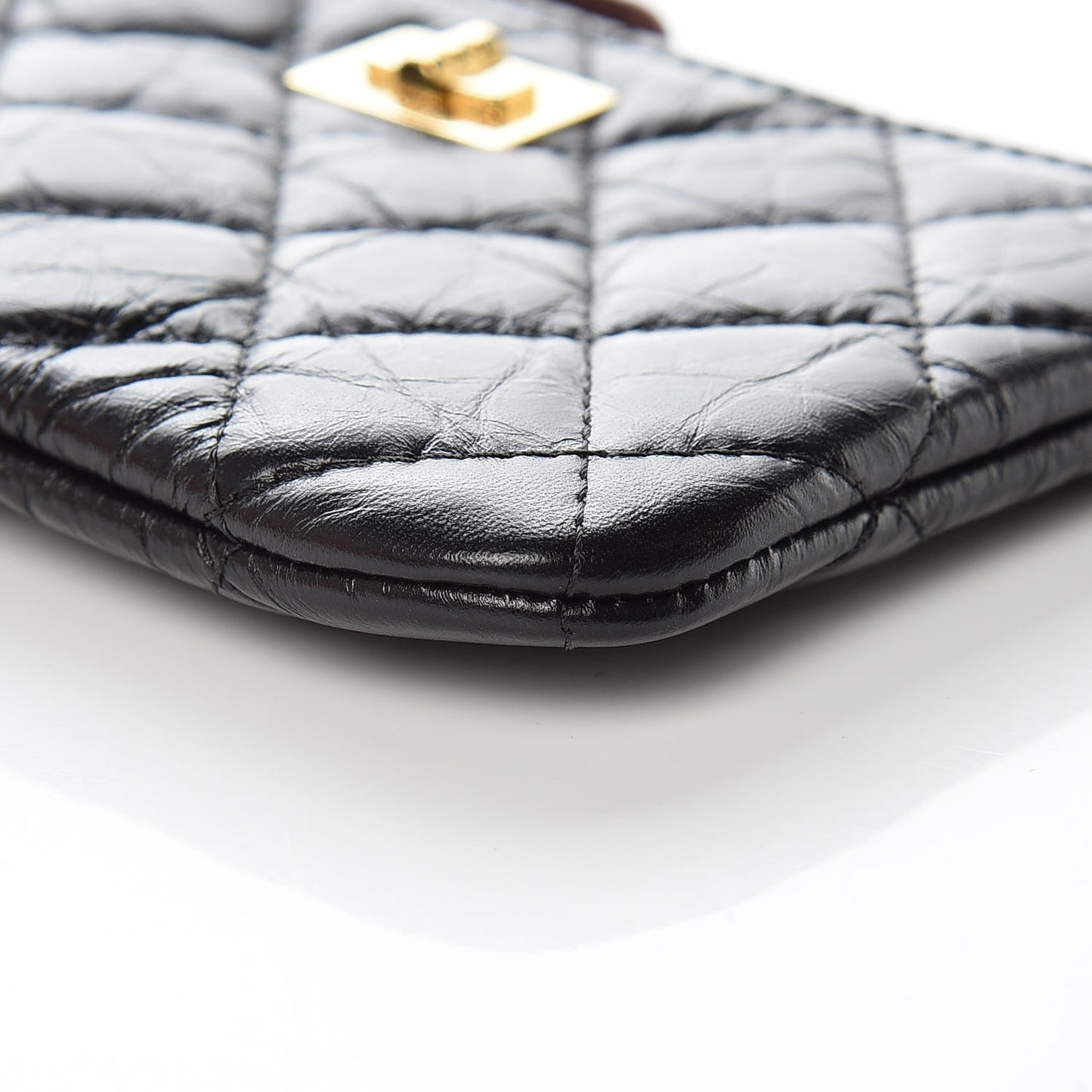 Aged Calfskin Quilted Small Reissue Cosmetic Case Black