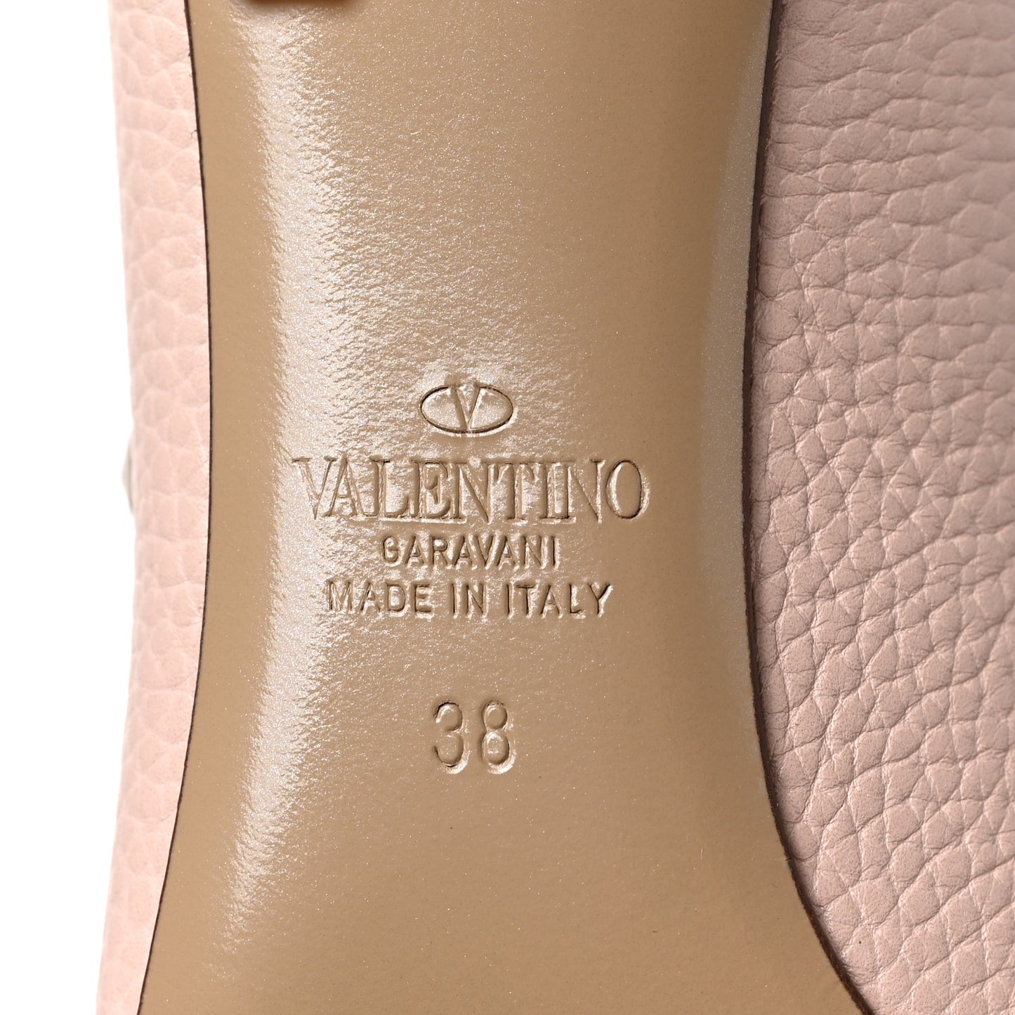 Pebbled Calfskin Rockstud 85mm Pumps 38 Rose Quartz