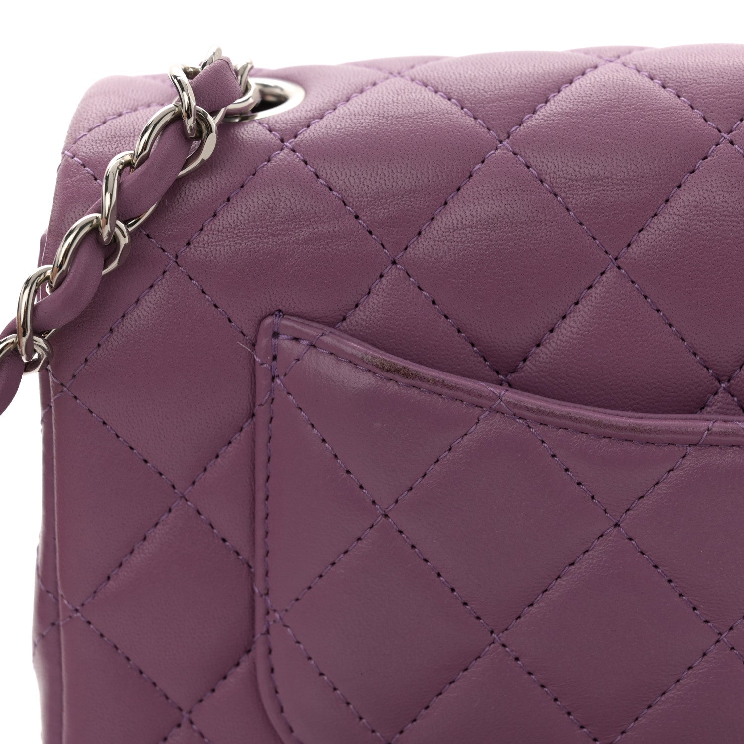 Chanel Lambskin Quilted Mini Rectangular Flap Purple 12 of 13