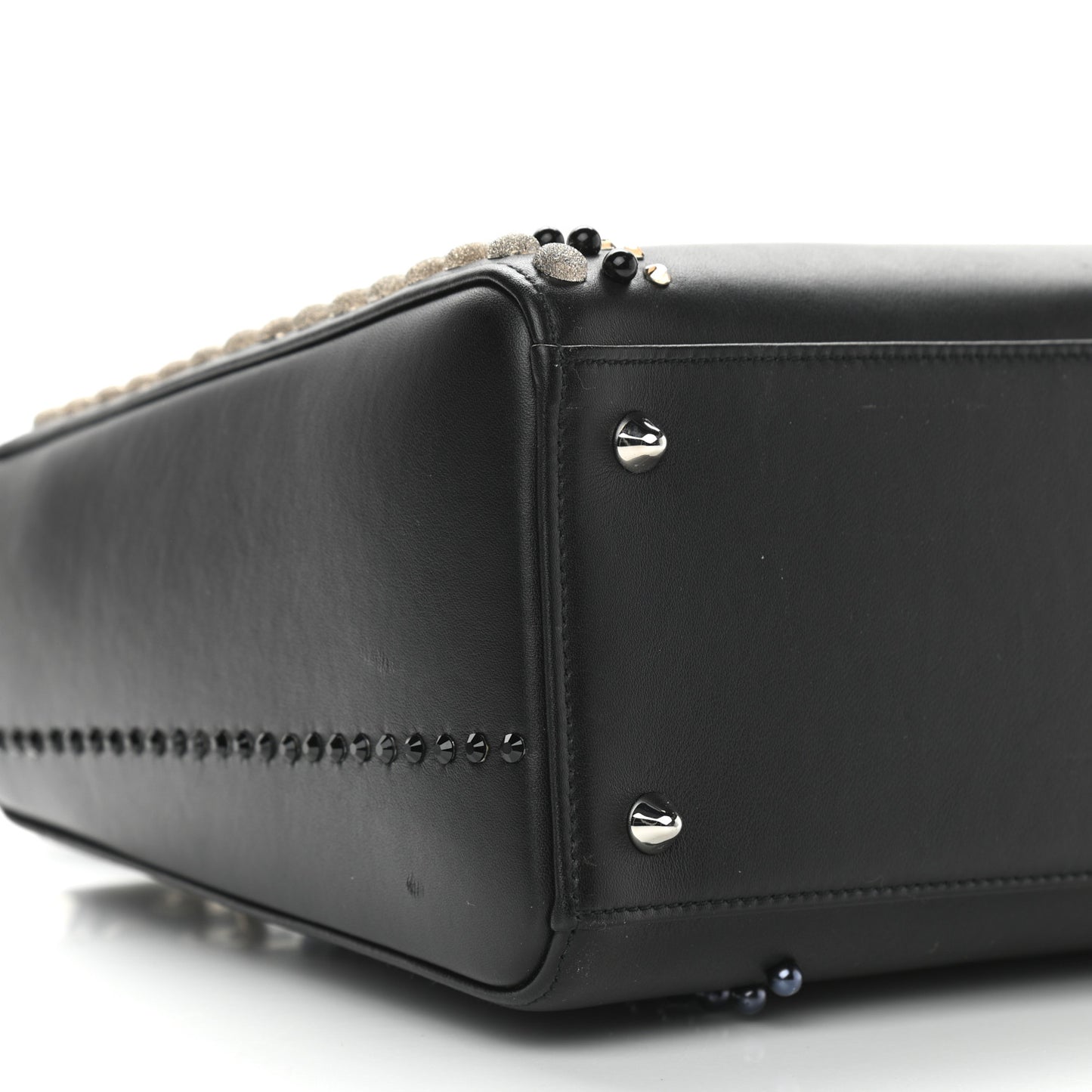 Calfskin Studded Medium Lady Dior Black