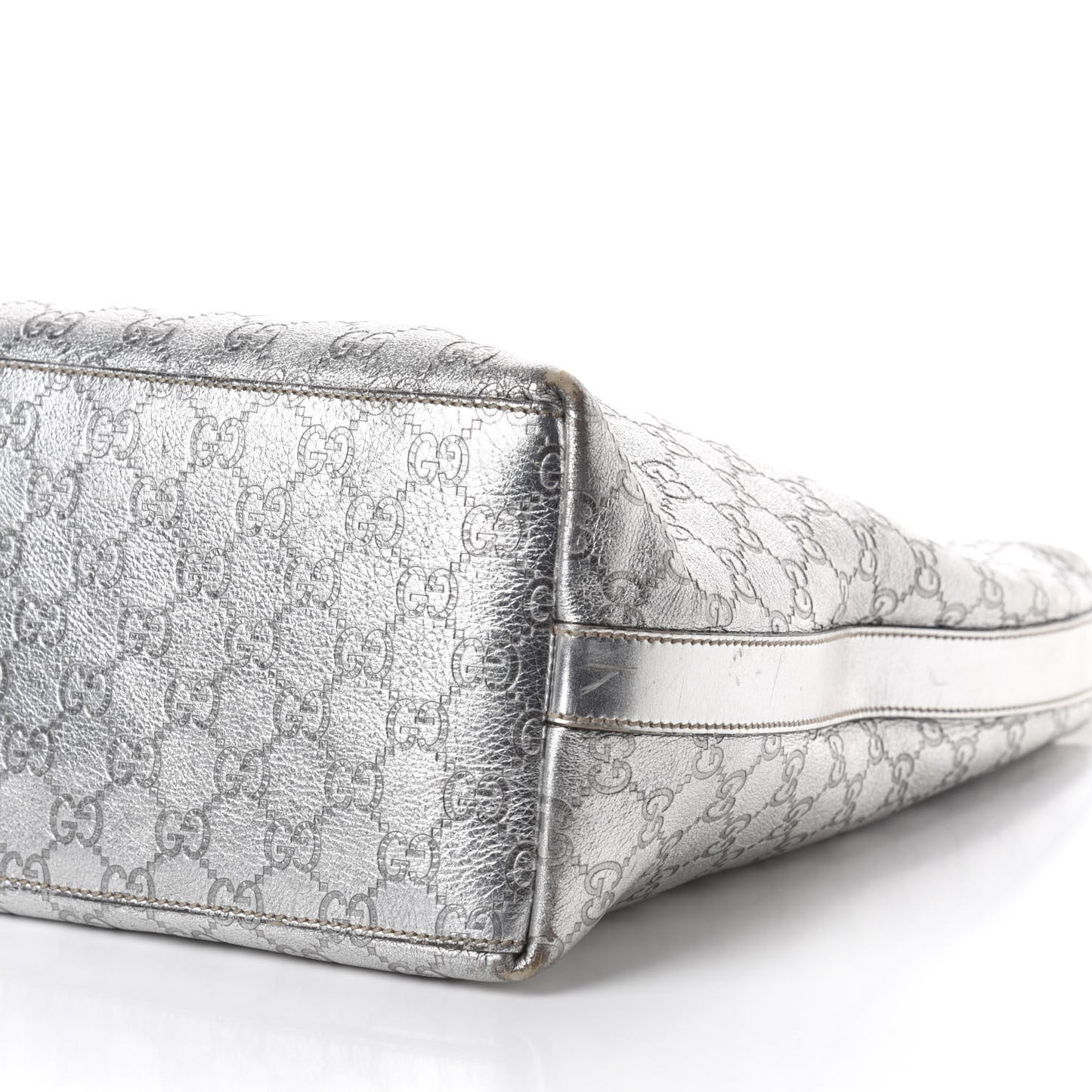 Metallic Guccissima Hobo Silver