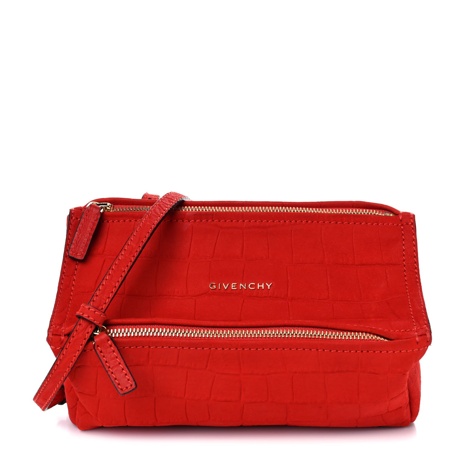 Givenchy Calfskin Crocodile Embossed Mini Pandora Red 1 of 13
