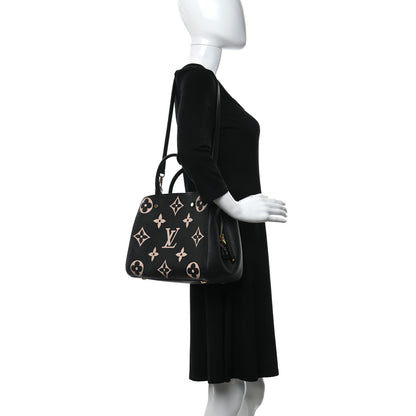 Louis Vuitton Empreinte Monogram Giant Montaigne MM Black Beige 2 of 10