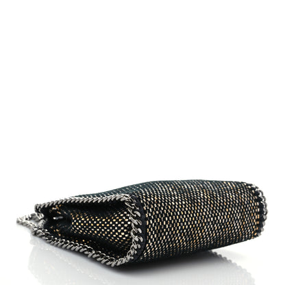 Stella McCartney Metallic Woven Raffia Tiny Fold Over Falabella Black Gold 3 of 7