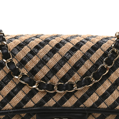 Chanel Raffia Jute Striped Small Urban Jungle Single Flap Black Beige 8 of 10