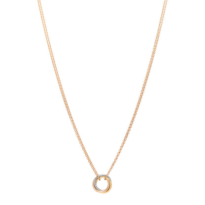 Cartier 18K Pink Yellow White Gold Trinity Double Chain Pendant Necklace 1 of 6
