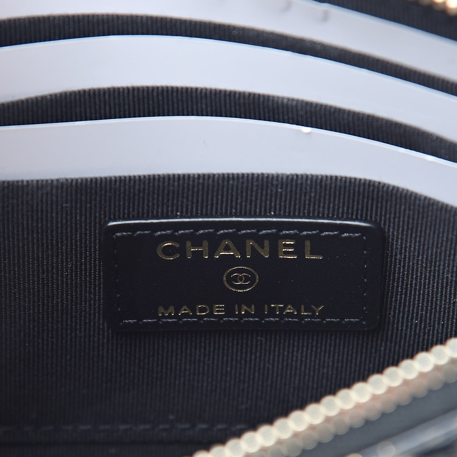 Chanel Calfskin Crocodile Embossed Graffiti 2.55 Cocodile Reissue Zip Pouch Black Gold 6 of 8