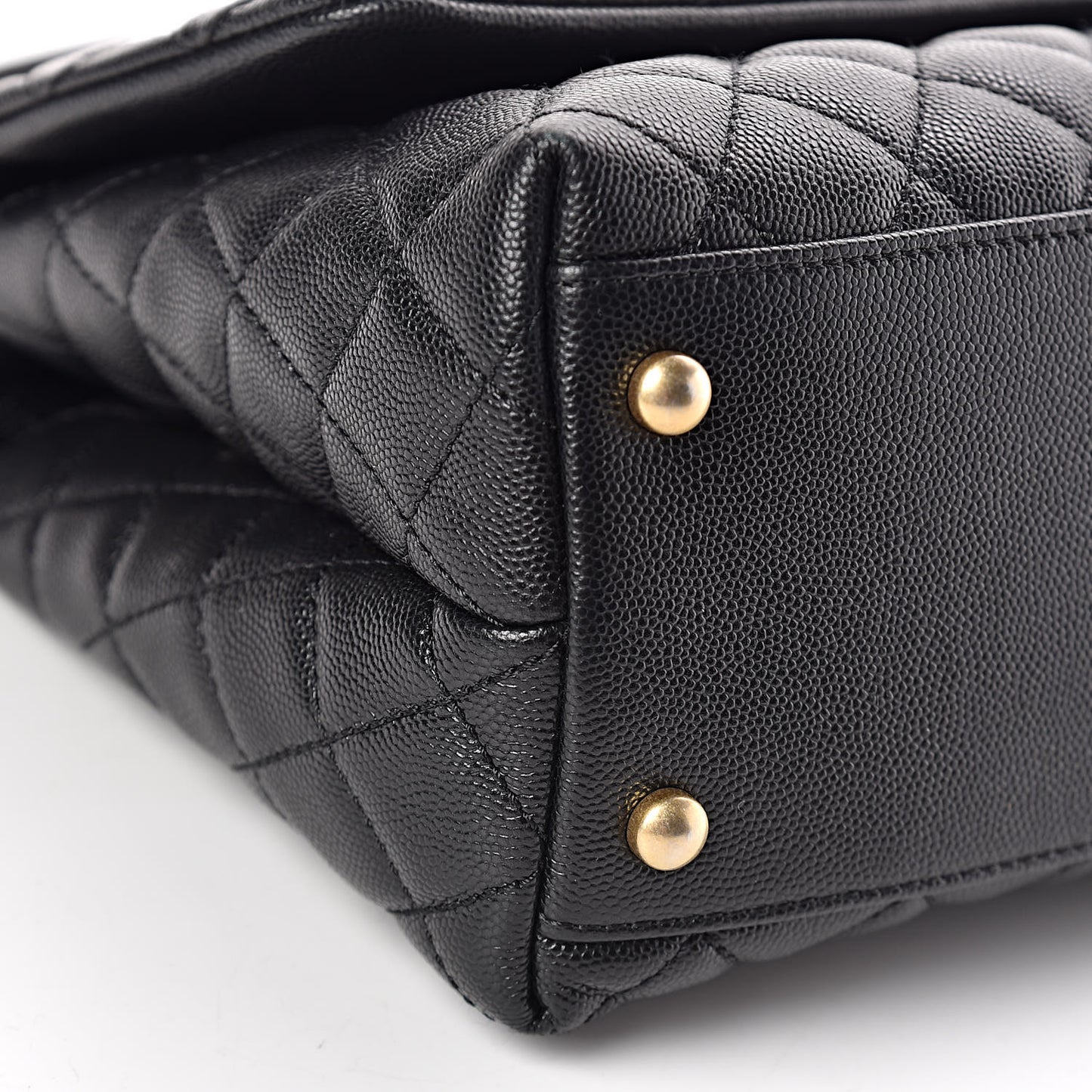 Caviar Lizard Embossed Quilted Small Coco Handle Flap Black