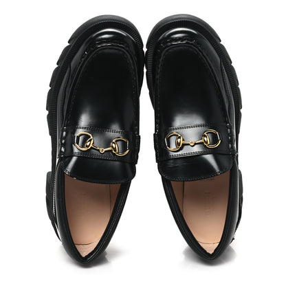Gucci Magnum Calfskin Nappa Samoa Womens Horsebit Platform Chunky Lug Sole 40mm Loafers 41 Black 2 of 11